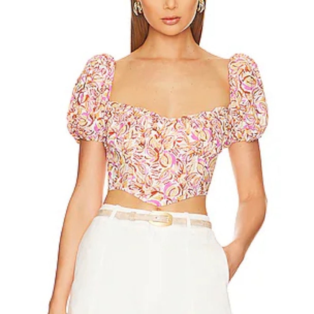 Floral Puff Sleeve Crop Top